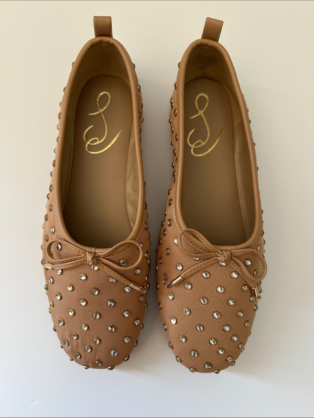 New Sam Edelman Studded Tan Ballet Flats. Size 6.5.
